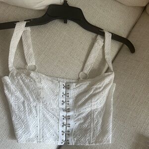 superdown White Eyelet Crop Top